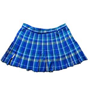 Pendleton Mini Skirt Womens 12 Blue‎ Green Plaid Classic Pleated Skater 90s Y2K
